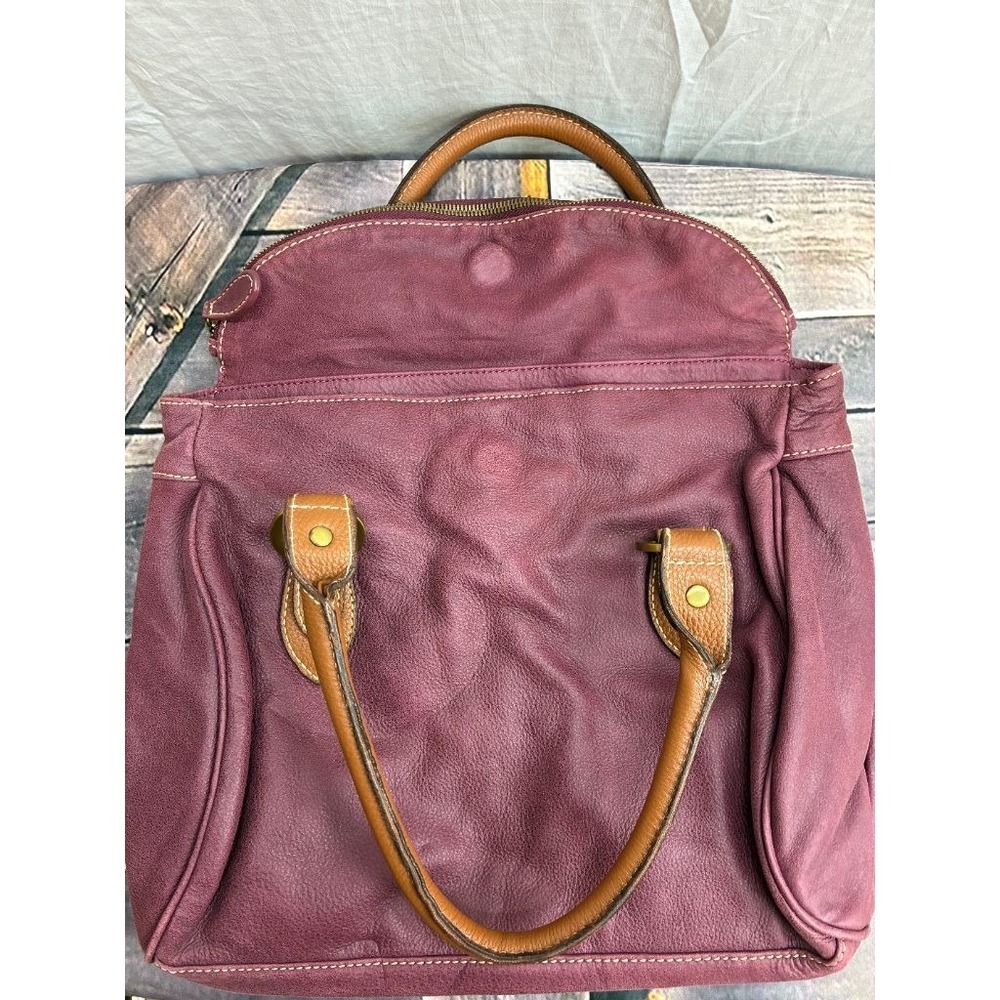 Vintage Cora Isabelle Leather Satchel Bag Burgundy Brown